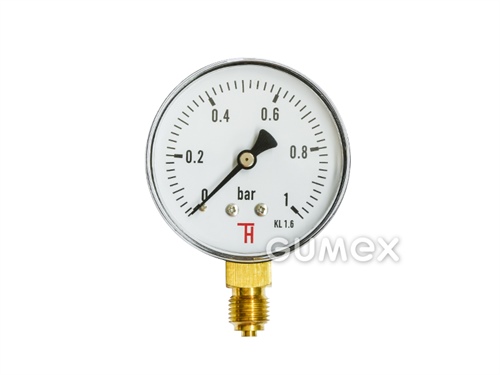 Standard Manometer mit dem Anschluss unten, 63mm, Außengewinde G 1/4", 0-1bar, -40°C/+60°C, 